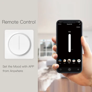 Умный Wifi-диммер Tuya, поворотный настенный выключатель с регулируемой яркостью 100-240 В для умного дома, работающий с приложением Alexa Home Smart Life