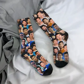 Футбольные носки Harajuku Simu Liu Photo Collage из полиэстера, дышащие носки для экипажа унисекс