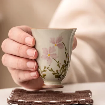 Чайный Сервиз Herb Grey Small Daisy С запахом Мастера Кунг-Фу, Керамическая чашка для чая, образец домашней чашки для воды, Одинарная