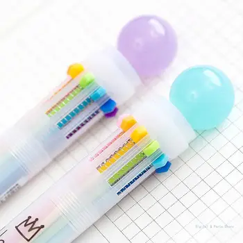 Шариковая ручка M17F Popular Press 10 In1, выдвижная шариковая ручка с цветной точкой, подарок школьнику на День рождения.